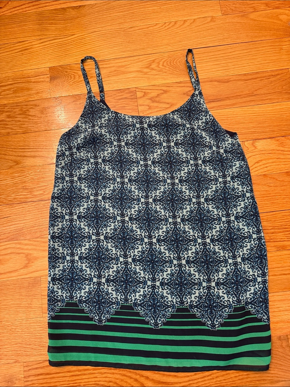Cabi tank top adjustable strap XS blue green navy spaghetti strap